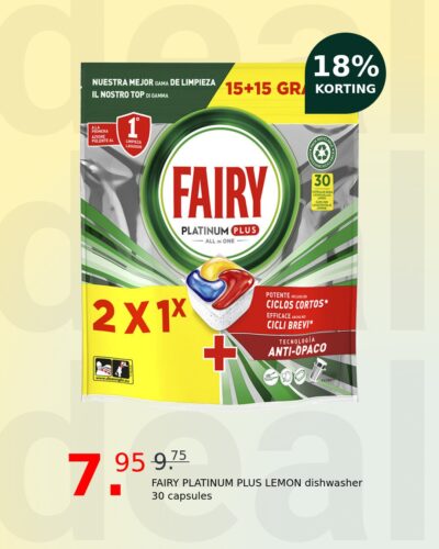 FAIRY PLATINUM PLUS LEMON dishwasher 30 capsules