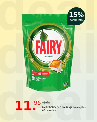 FAIRY TODO EN 1 NARANJA lavavajillas 60 cápsulas