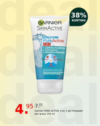 Garnier PURE ACTIVE 3 en 1 gel limpiador piel grasa 150 ml