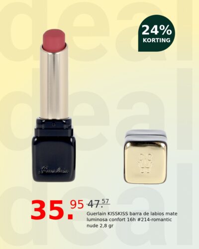 Guerlain KISSKISS barra de labios mate luminosa confort 16h #214-romantic nude 2,8 gr