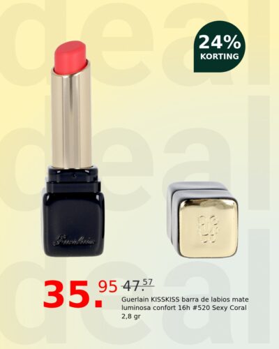 Guerlain KISSKISS barra de labios mate luminosa confort 16h #520 Sexy Coral 2,8 gr