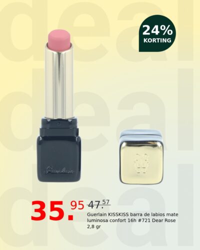 Guerlain KISSKISS barra de labios mate luminosa confort 16h #721 Dear Rose 2,8 gr