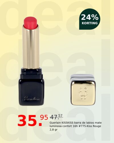 Guerlain KISSKISS barra de labios mate luminosa confort 16h #775-Kiss Rouge 2,8 gr