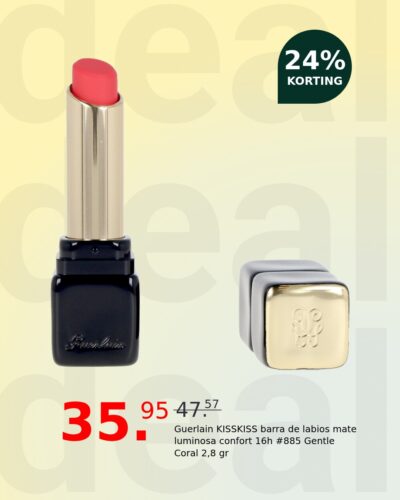 Guerlain KISSKISS barra de labios mate luminosa confort 16h #885 Gentle Coral 2,8 gr