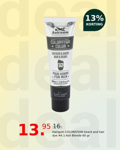 Hairgum COLORATION beard and hair dye #6.1-Ash Blonde 60 gr