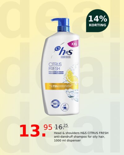 Head & shoulders H&S CITRUS FRESH anti-dandruff shampoo for oily hair, 1000 ml dispenser