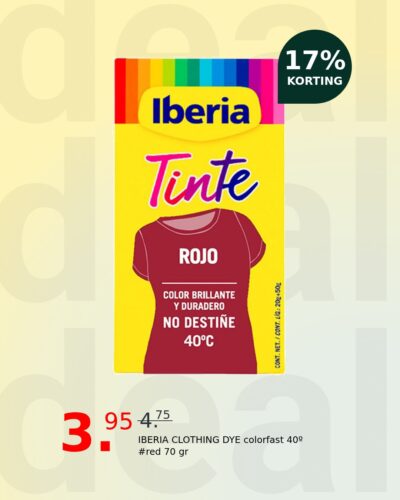 IBERIA CLOTHING DYE colorfast 40º #red 70 gr