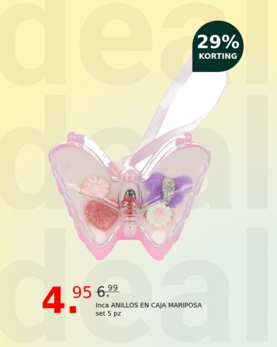 Inca ANILLOS EN CAJA MARIPOSA set 5 pz