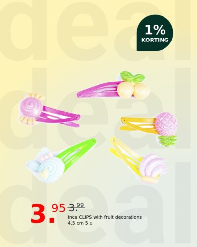 Inca CLIPS with fruit decorations 4.5 cm 5 u