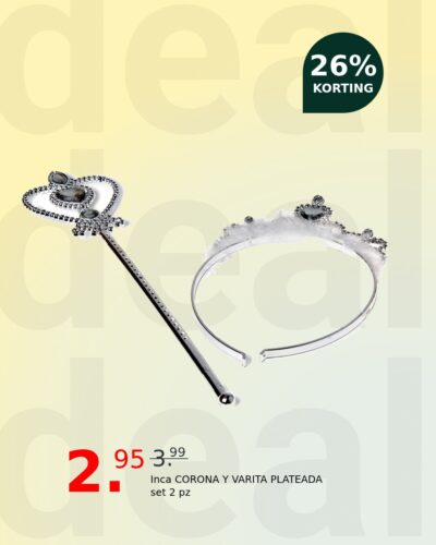 Inca CORONA Y VARITA PLATEADA set 2 pz