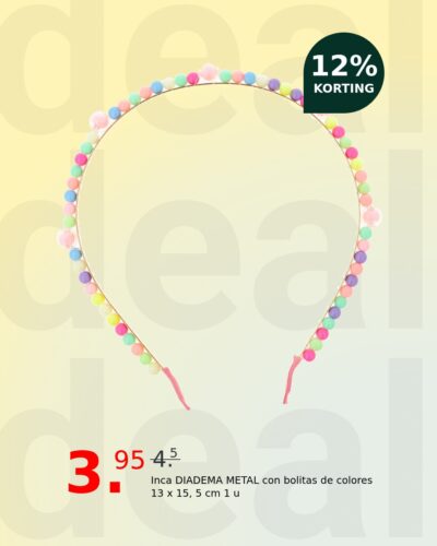 Inca DIADEMA METAL con bolitas de colores 13 x 15, 5 cm 1 u