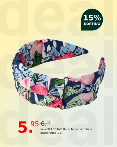 Inca HEADBAND floral fabric with blue background 1 u