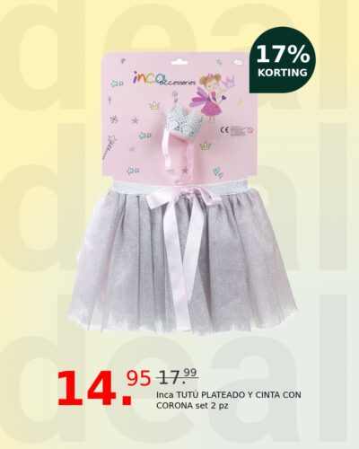 Inca TUTÚ PLATEADO Y CINTA CON CORONA set 2 pz