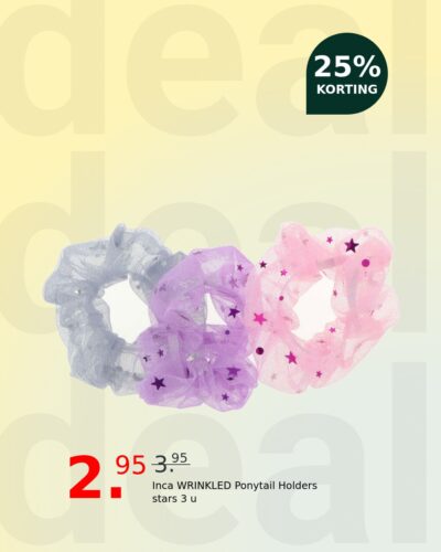 Inca WRINKLED Ponytail Holders stars 3 u