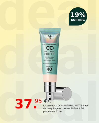 It cosmetics CC+ NATURAL MATTE base de maquillaje en crema SPF40 #Fair porcelaine 32 ml