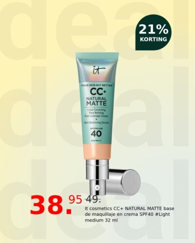 It cosmetics CC+ NATURAL MATTE base de maquillaje en crema SPF40 #Light medium 32 ml