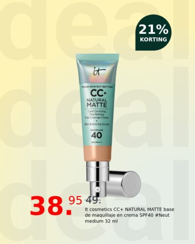 It cosmetics CC+ NATURAL MATTE base de maquillaje en crema SPF40 #Neut medium 32 ml
