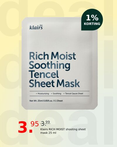 Klairs RICH MOIST shooting sheet mask 25 ml