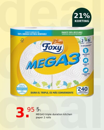 MEGA3 triple duration kitchen paper 2 rolls