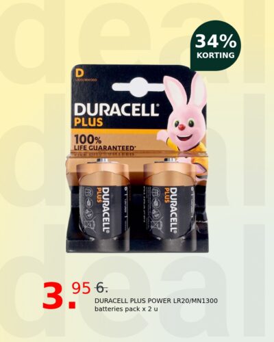 DURACELL PLUS POWER LR20/MN1300 batteries pack x 2 u
