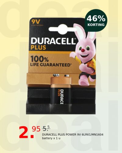 DURACELL PLUS POWER 9V 6LR61/MN1604 battery x 1 u