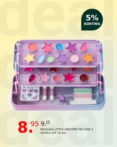 Martinelia LITTLE UNICORN TIN CASE 3 LEVELS LOT 29 pcs