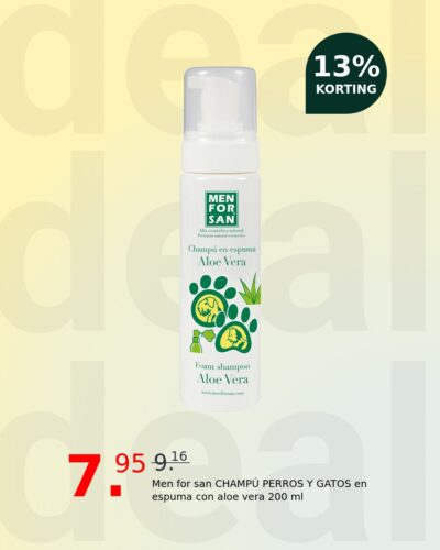 Men for san CHAMPÚ PERROS Y GATOS en espuma con aloe vera 200 ml