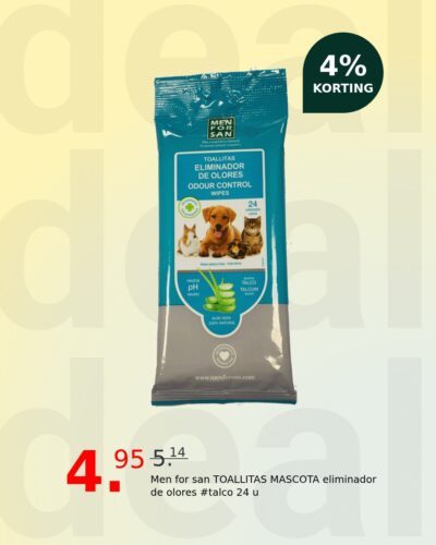 Men for san TOALLITAS MASCOTA eliminador de olores #talco 24 u