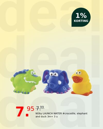 NÛby LAUNCH WATER #crocodile, elephant and duck 3m+ 3 u