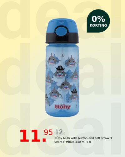 NÛby MUG with button and soft straw 3 years+ #blue 540 ml 1 u