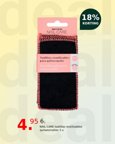 NAIL CARE toallitas reutilizables quitaesmaltes 3 u