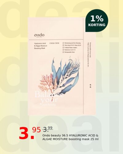 Ondo beauty 36.5 HYALURONIC ACID & ALGAE MOISTURE boosting mask 25 ml