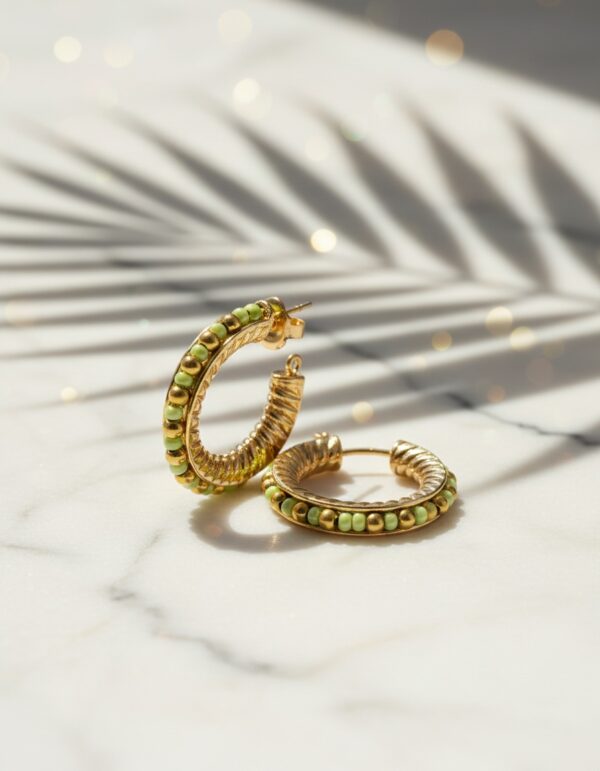 Shabama ETHIOPIA GREEN 2CM earrings #gold glitter 1 u