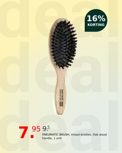 PNEUMATIC BRUSH, mixed bristles, Oak wood handle, 1 unit