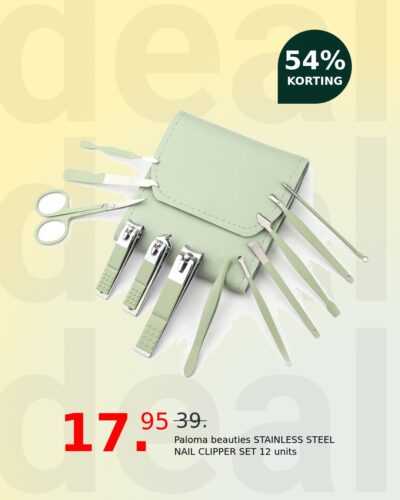 Paloma beauties STAINLESS STEEL NAIL CLIPPER SET 12 units