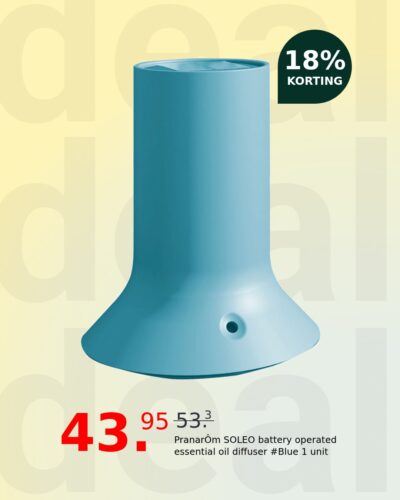 PranarÔm SOLEO battery operated essential oil diffuser #Blue 1 unit