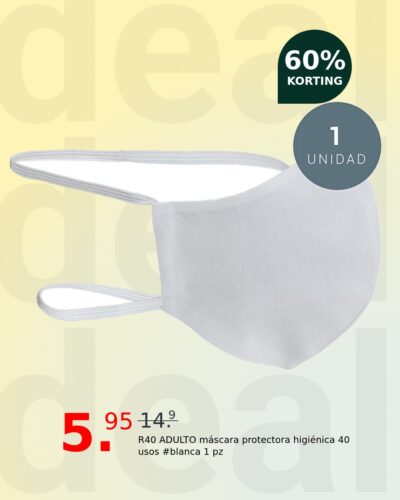 R40 ADULTO máscara protectora higiénica 40 usos #blanca 1 pz