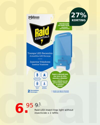 Raid LED insect trap light without insecticide x 2 refills