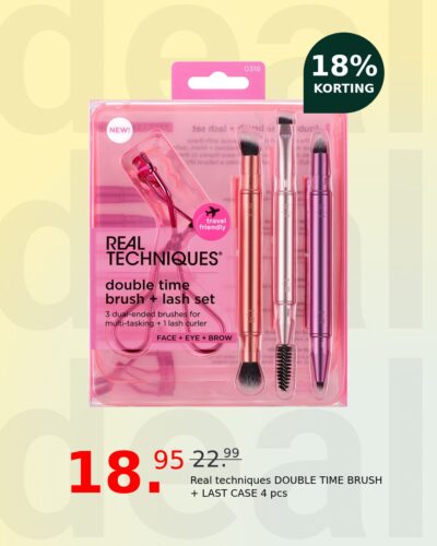 Real techniques DOUBLE TIME BRUSH + LAST CASE 4 pcs