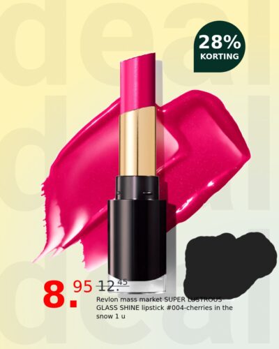 Revlon mass market SUPER LUSTROUS GLASS SHINE lipstick #004-cherries in the snow 1 u