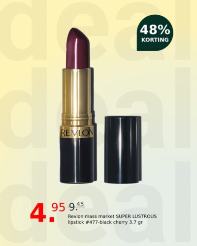 Revlon mass market SUPER LUSTROUS lipstick #477-black cherry 3.7 gr