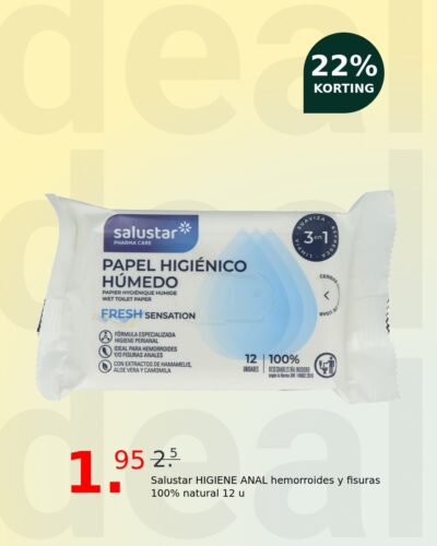 Salustar HIGIENE ANAL hemorroides y fisuras 100% natural 12 u