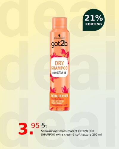 Schwarzkopf mass market GOT2B DRY SHAMPOO extra clean & soft texture 200 ml