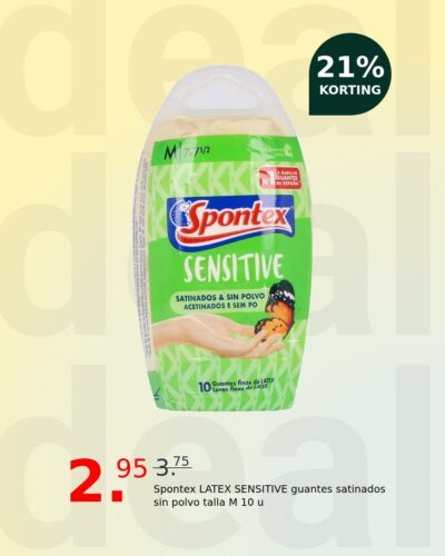 Spontex LATEX SENSITIVE guantes satinados sin polvo talla M 10 u