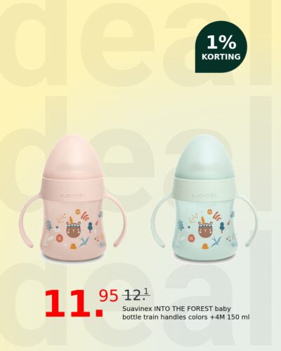 Suavinex INTO THE FOREST baby bottle train handles colors +4M 150 ml
