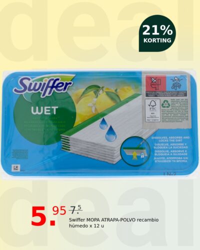 Swiffer MOPA ATRAPA-POLVO recambio húmedo x 12 u