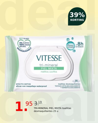 TRI-MINERAL PIEL MIXTA toallitas desmaquillantes 25 u