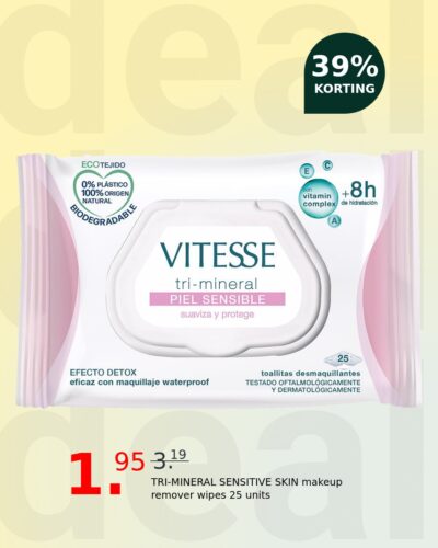 TRI-MINERAL SENSITIVE SKIN makeup remover wipes 25 units