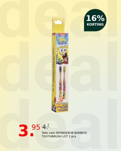 Take care SPONGEBOB BAMBOO TOOTHBRUSH LOT 2 pcs