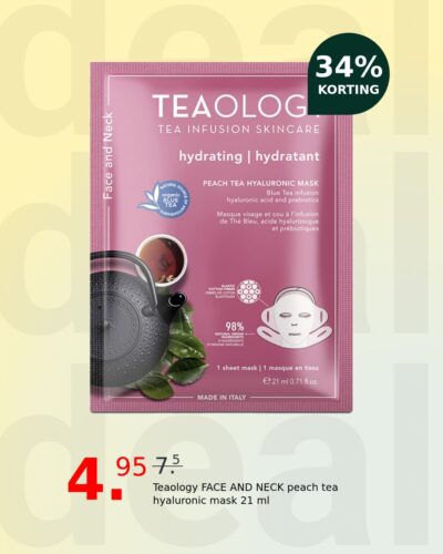 Teaology FACE AND NECK peach tea hyaluronic mask 21 ml